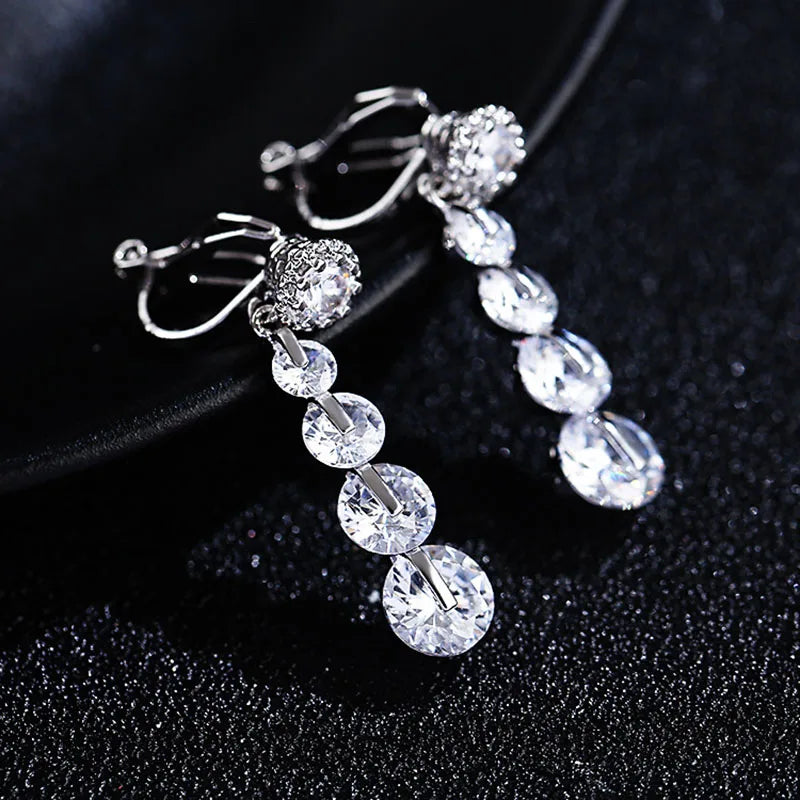 Fashion Luxury Vintage Cubic zirconia Clip Earrings Without Piercing For Women Fine Jewelry Accessory Brincos High Quality