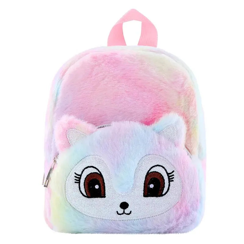 Unicorn Furry Backpack Plush Sparkling Kid Girl Small School Kindergarten Cute Winter Christmas Children Adjustable Bag Gift