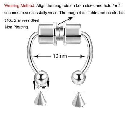 316L Stainless Steel Magnetic Septum Fake Nose Rings for Women Men Non-pierced Nose Hoop Tragus Falso Piercing Nez Body Jewelry