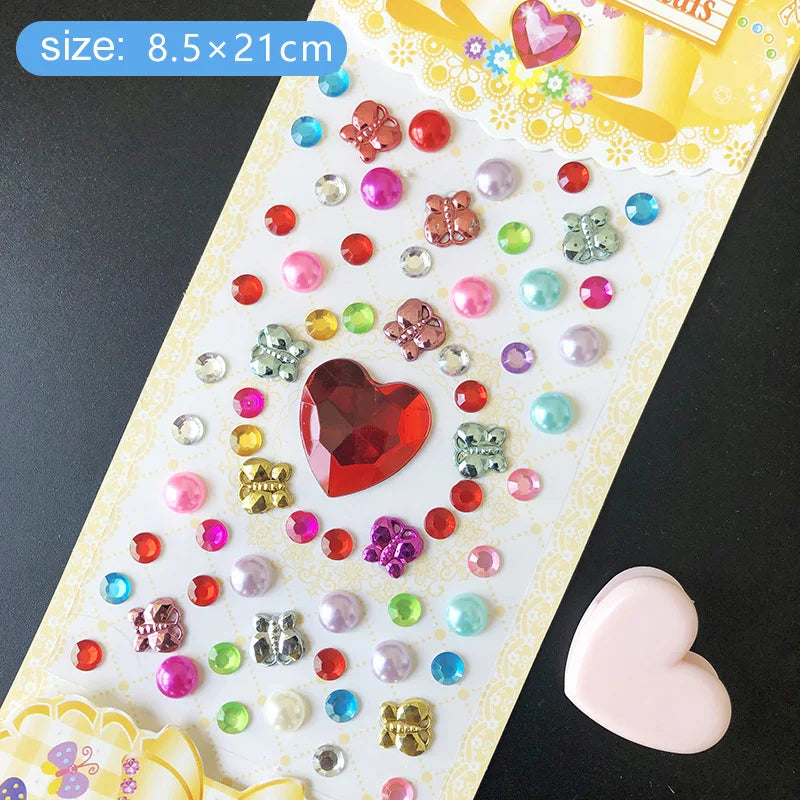 Kids Gem Crystal Acrylic Diamond Self Adhesive Stickers for Girl Creative DIY Craft Decoration Scrapbook Sticker