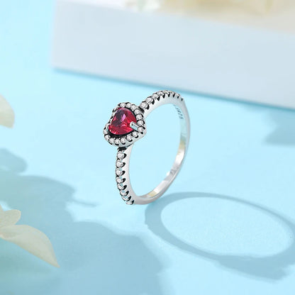 925 Sterling Silver Rings For Women Love Heart Engagement Wedding Stackable Crystals Ring Rose Gold Luxury Jewelry Gift