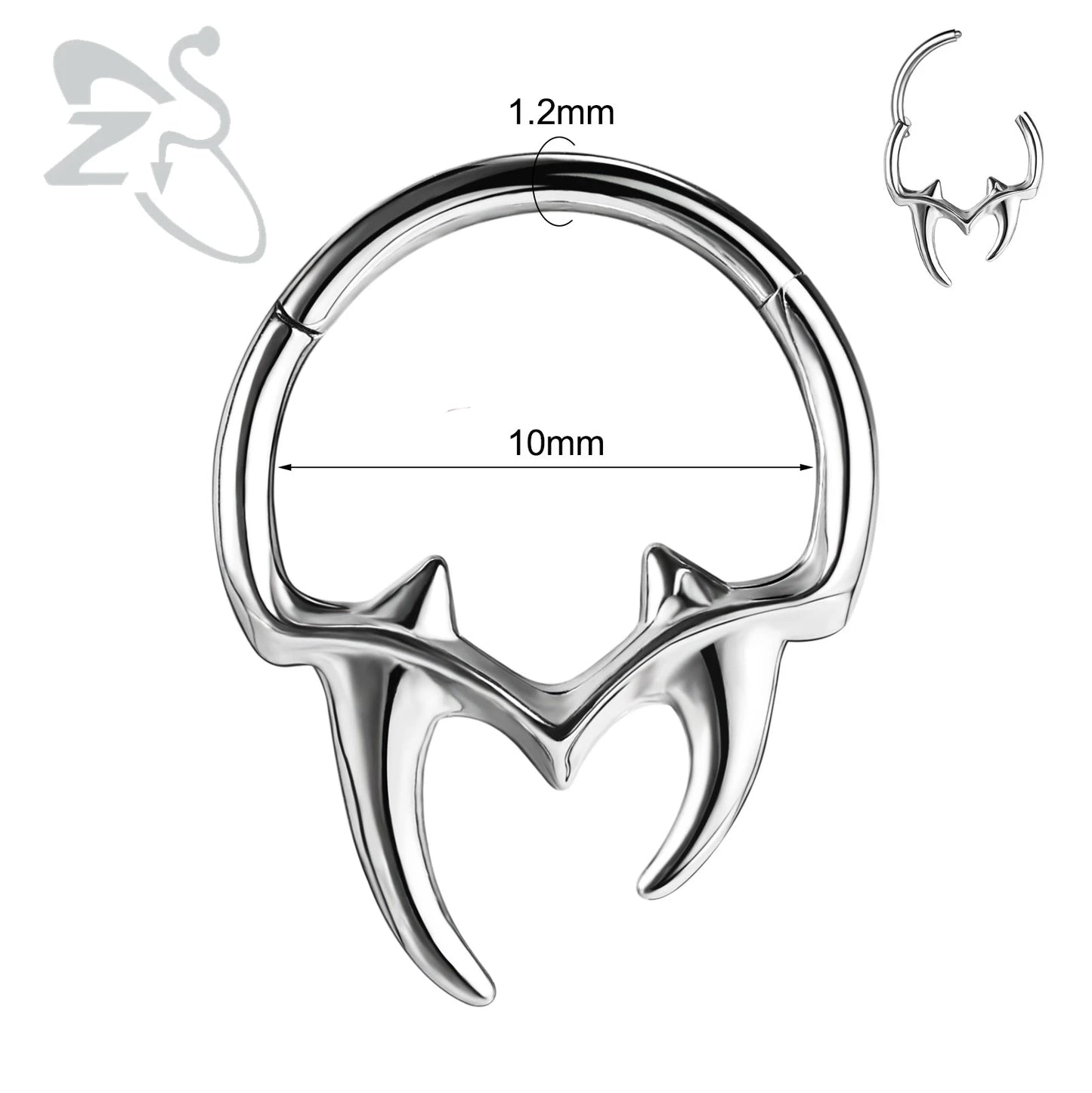 ZS 1PC Pink Crystal Nose Piercing Silver Color Septum Ring 316L Stainless Steel Nose Clicker Ear Helix Cartilage Piercing 16G