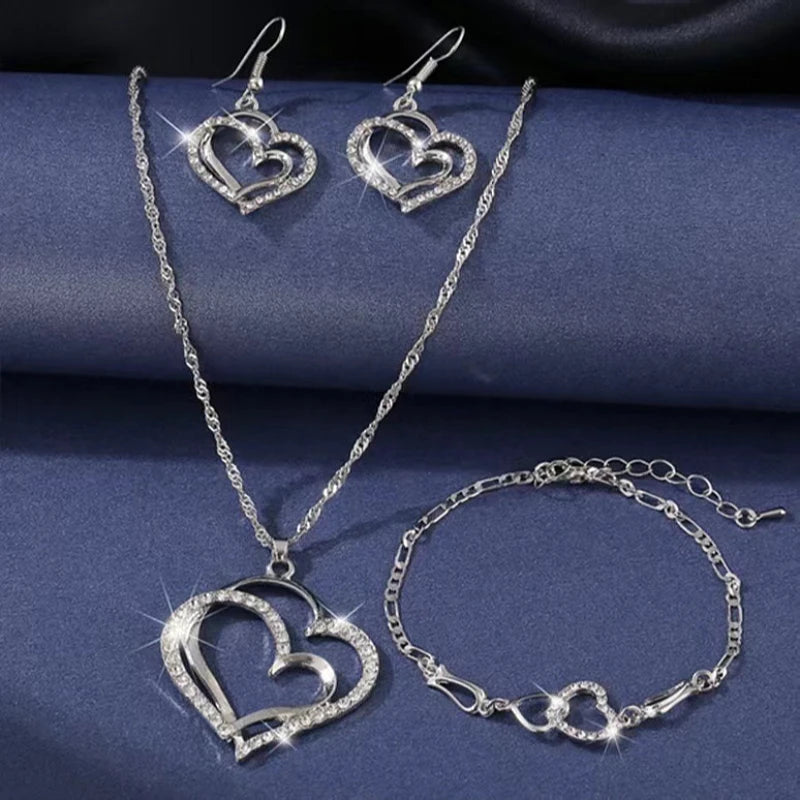 Heart Shaped Wedding Dinner Wedding Dress Accessories Earrings Necklace & Bracelet Gift