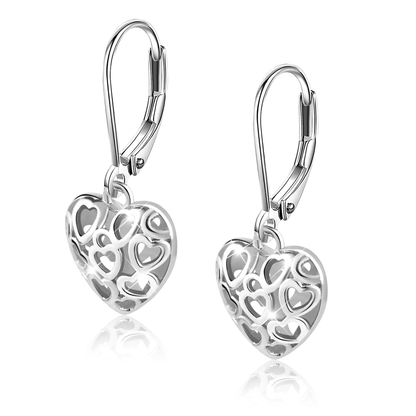 Sterling Silver Heart Drop Earrings