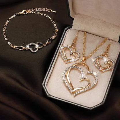 Heart Shaped Wedding Dinner Wedding Dress Accessories Earrings Necklace & Bracelet Gift