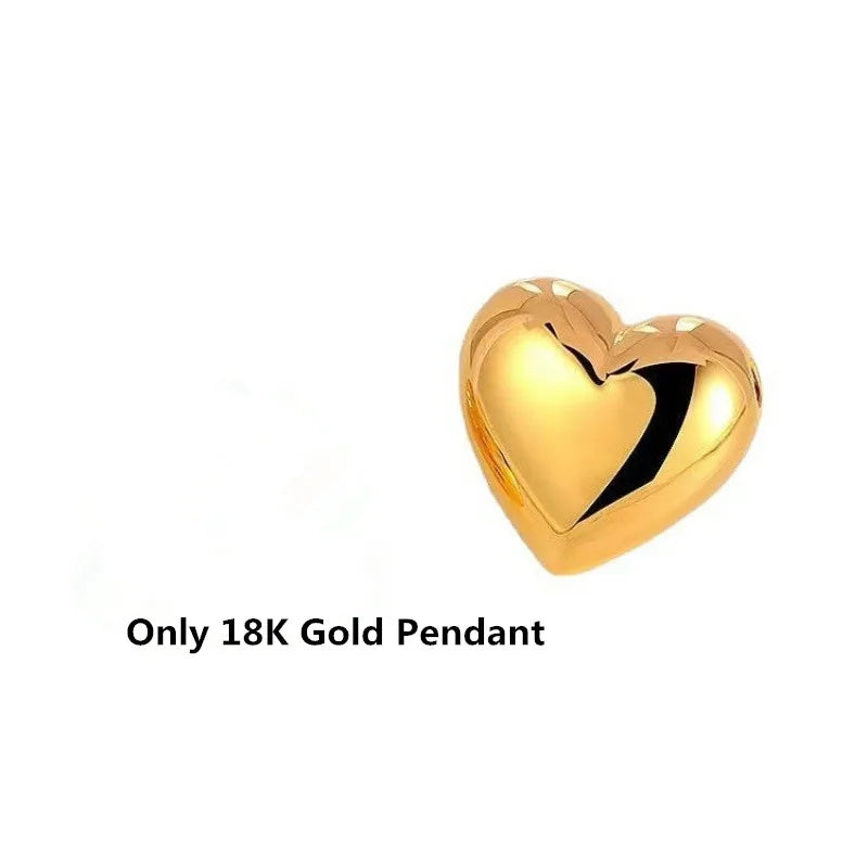 18K Gold Heart shaped Pendant Necklace Pure AU750 Luxury Heart shaped Design Women's Boutique Jewelry Birthday Gift