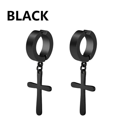 1Pair Fashion Cross Pendant Ear Clip Non Piercing Earrings Fake Earrings Gift for Men Women Jewelry