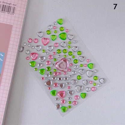 Mixed Size 3D Heart Love Gem Stickers For Kids Diamond Acrylic Crystal Sticker DIY Three-dimensional Rhinestone For Girls