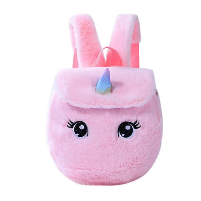 Unicorn Furry Backpack Plush Sparkling Kid Girl Small School Kindergarten Cute Winter Christmas Children Adjustable Bag Gift