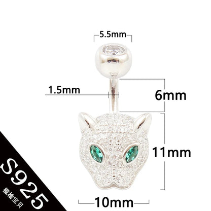 925 sterling silver belly button ring fashion leopard style CZ navel piercing body jewelry