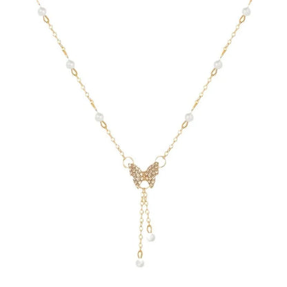 Fashionable and Versatile, Personalized Women's Butterfly Pearl Chain, Collarbone Chain Jewelry