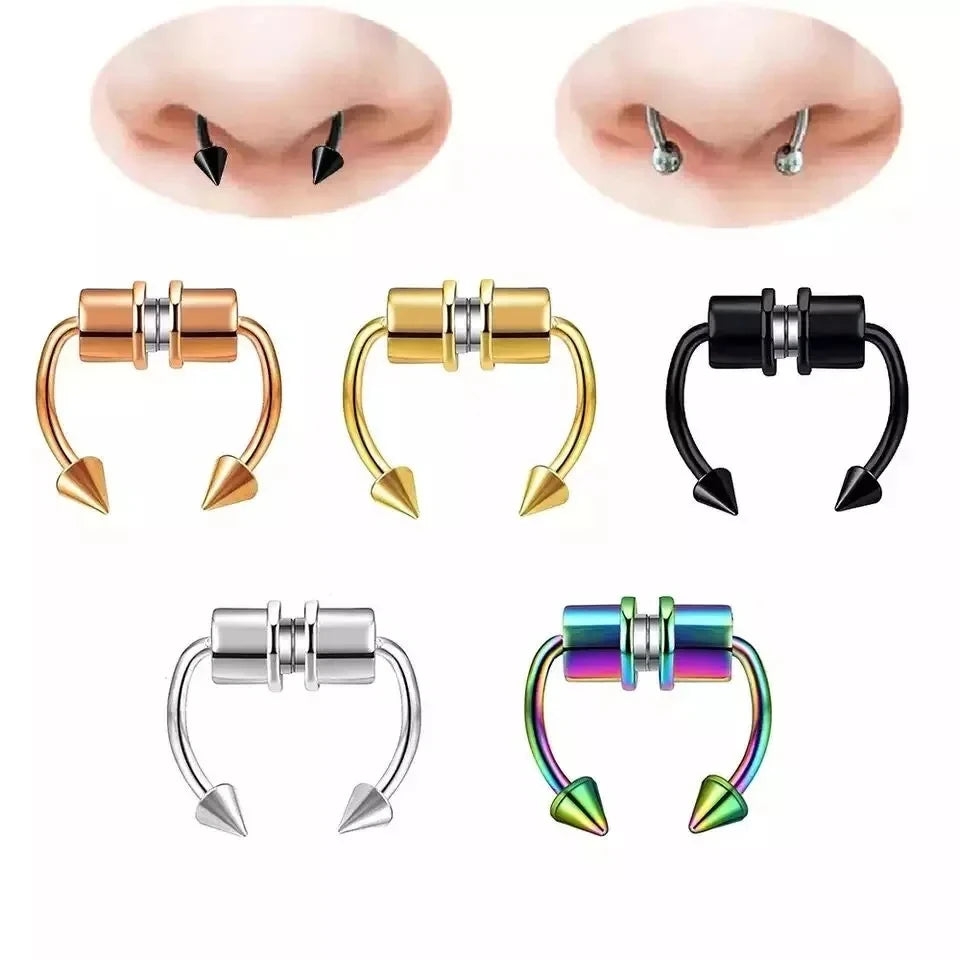 316L Stainless Steel Magnetic Septum Fake Nose Rings for Women Men Non-pierced Nose Hoop Tragus Falso Piercing Nez Body Jewelry