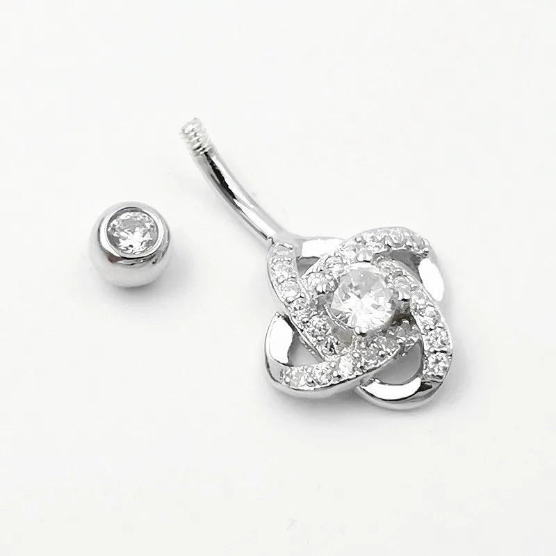 925 sterling silver belly button ring fashion CZ navel piercing body jewelry for women gift