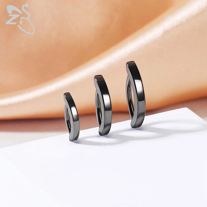 ZS 1PC 925 Silver 14G/16G Belly Button Ring for Women Girl Minimalist Navel Piercings Reverse Navel Ring Body Jewelry 10/12MM