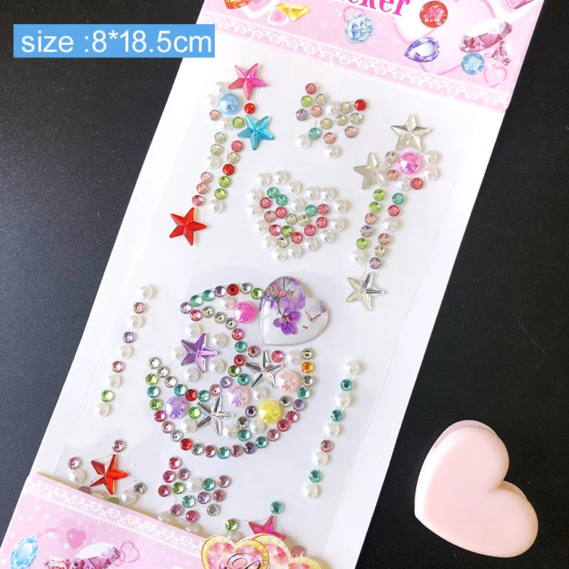 Kids Gem Crystal Acrylic Diamond Self Adhesive Stickers for Girl Creative DIY Craft Decoration Scrapbook Sticker