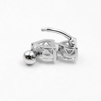 925 Sterling Silver Navel Piercing Heart Shape CZ Belly Button Ring Fashion Body  Jewelry For Women