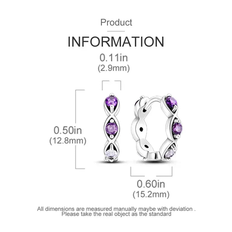 Sparkling Colorful Hoop Earrings 925 Sterling Silver Hypoallergenic Jewelry Embellished With Zircon Elegant Luxury Style Female