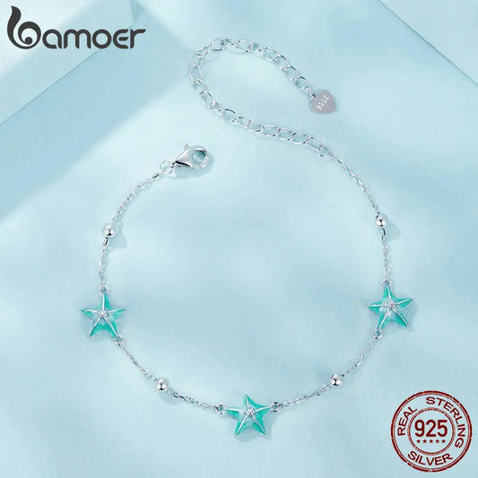 Bamoer 100% 925 Sterling Silve Ocean Starfish Original Design Bracelet For Women Fine Wedding Birthday Jewelry Gift