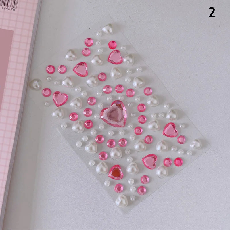 Mixed Size 3D Heart Love Gem Stickers For Kids Diamond Acrylic Crystal Sticker DIY Three-dimensional Rhinestone For Girls