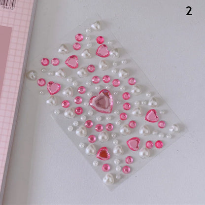 Mixed Size 3D Heart Love Gem Stickers For Kids Diamond Acrylic Crystal Sticker DIY Three-dimensional Rhinestone For Girls