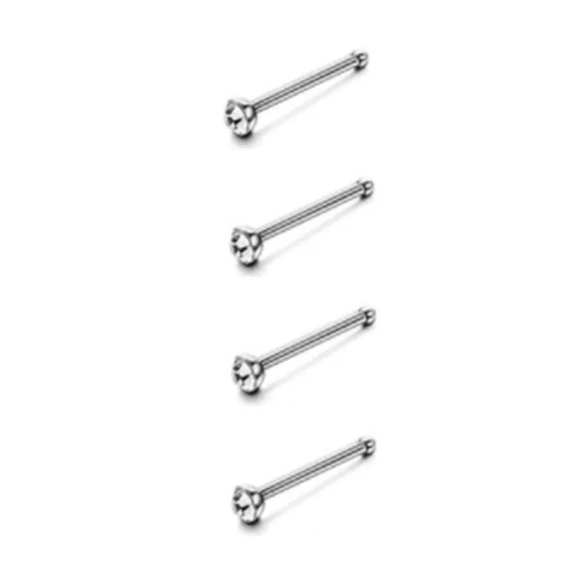 4PCS Surgical Steel Heart Nose Ring Stud Pack Real Star L Shape Nose Piercing Stud Set Square Nose Rings Set Piercing Nariz Lote