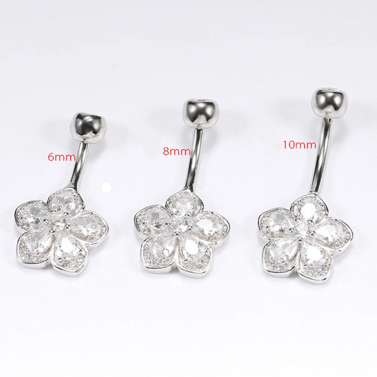 Flower Navel Belly Button Piercing Rings Bulk 925 Sterling Silver Body Jewelry For Women Fine Summer Accessories Romantic Gift