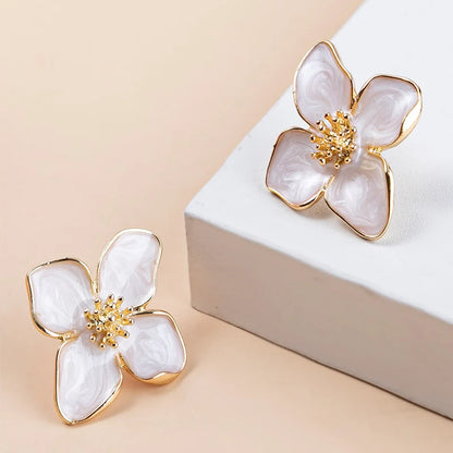 Obega Flower Earrings Stud Pink White Flowers Women Earring Post Spring Summer New Trendy Girls Cute Jewelrys