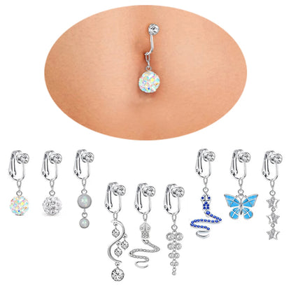 Faux Fake Belly Ring Snake Fake Belly Piercing Clip on Umbilical Navel Belly Button Cartilage Clip on Earrings Body Jewelry