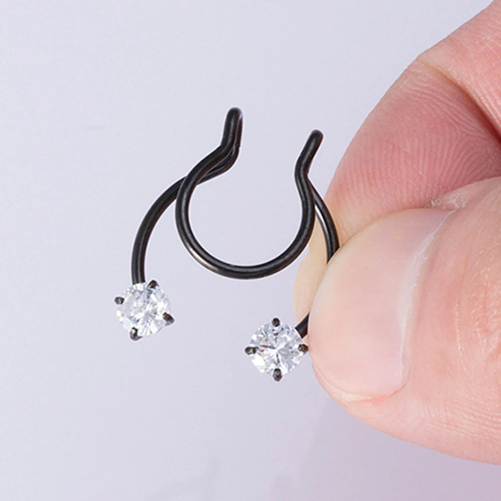 1pc Fake Nose Ring for Women Men 20G Surgical Steel Faux Piercing Jewelry Fake Piercing Hoop Lip Septum Nose Rings Body Jewelry