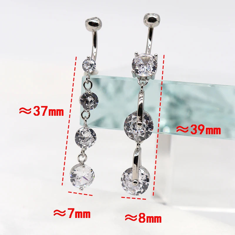 MIQIAO Belly Piercings Jewelry Silver 925 Body Belly Ring Navel Belly Button Ring Silver 925 Navel Piercing 925 Tassels