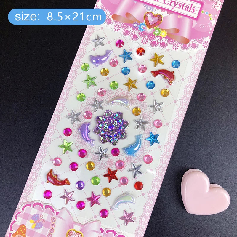 Kids Gem Crystal Acrylic Diamond Self Adhesive Stickers for Girl Creative DIY Craft Decoration Scrapbook Sticker