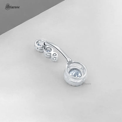 Starose Top 925 Sterling Silver Navel Piercing 14G Belly Piercing Jewelry Belly Button Rings Zircon Drop Dangle Navel Bar Women