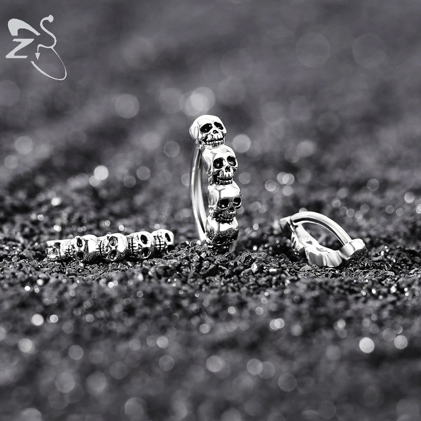 ZS 1 PC Skull Navel Piercing 925 Sterling Silver Reverse Curved Belly Button Rings for Men Punk Rock Clicker Navel Rings 14/16G