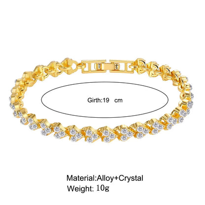 Luxury Roman Crystal Geometric Chain Bracelets for Women Trendy 2024 Goth Full Rhinestone Charm Bangles Wed Jewelry Accessories