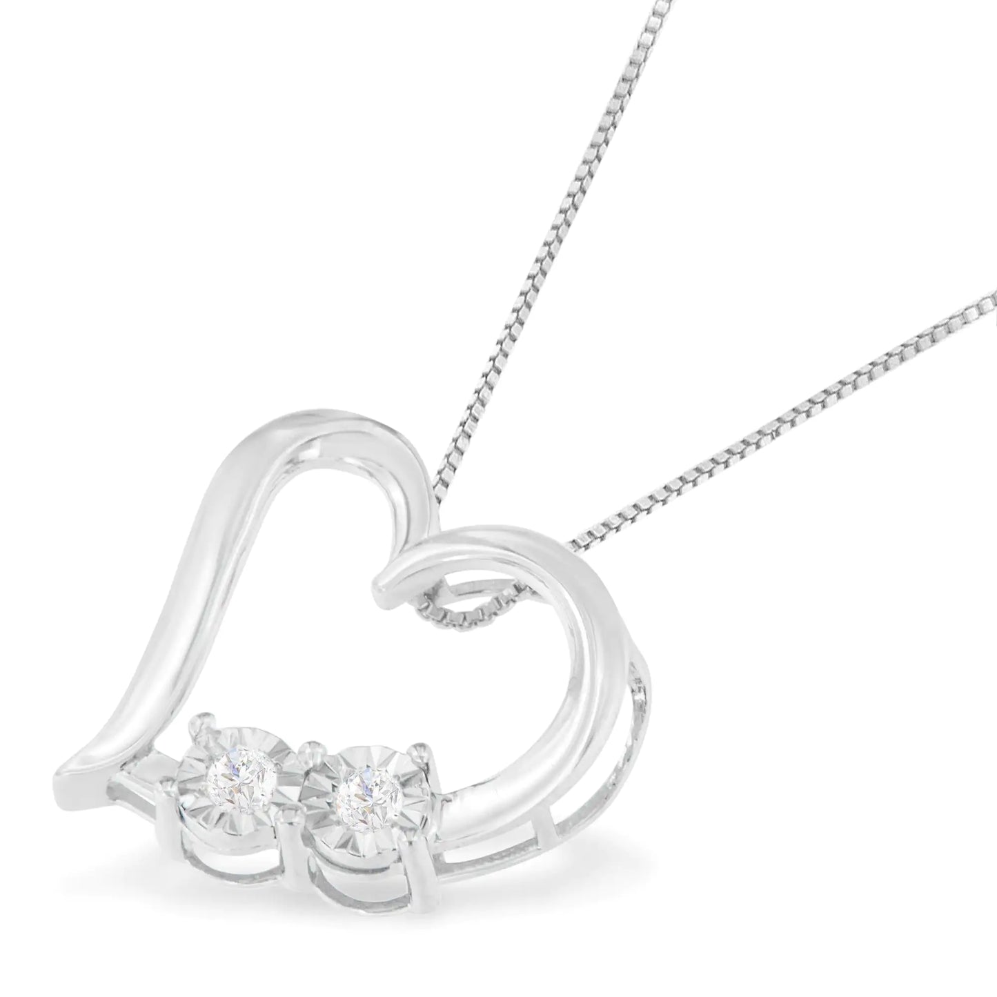 .925 Silver 0.10ct Diamond Heart Necklace