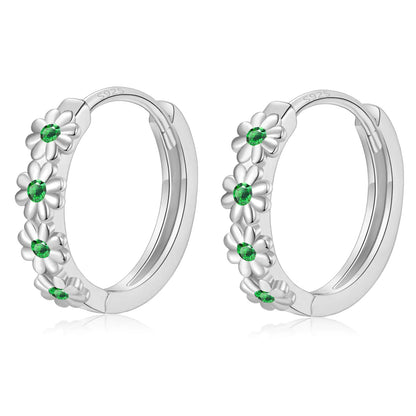 Chic Silver Floral Hoop Earrings