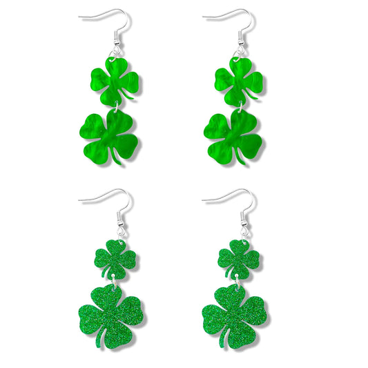 Ymimanchil St. Patricks Day Earrings for Women Shamrock Earrings Green Clover Drop Earrings St. Patricks Day Accessories Jewelry