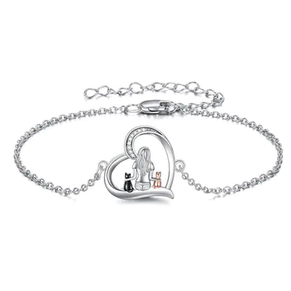 Silver Cat Charm Adjustable Bracelet