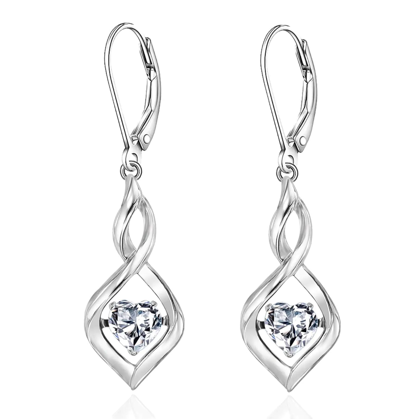 April Heart Birthstone Lever back Earrings