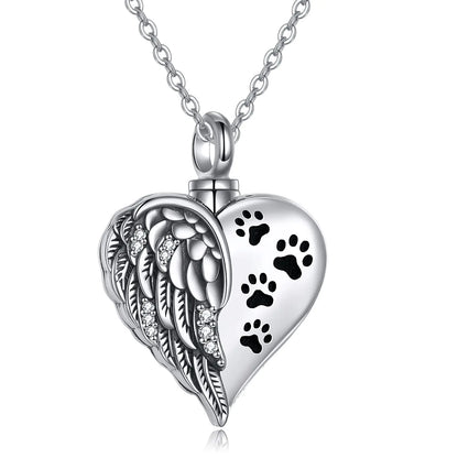 YFN Pet Urn Necklaces Sterling Silver Cat Dog Guardian Angel Wings Urn Necklaces for Ashes Pet Cremation Memory Jewelry for Women Men (pet wings urn necklace)