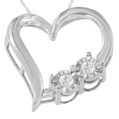 .925 Silver 0.10ct Diamond Heart Necklace