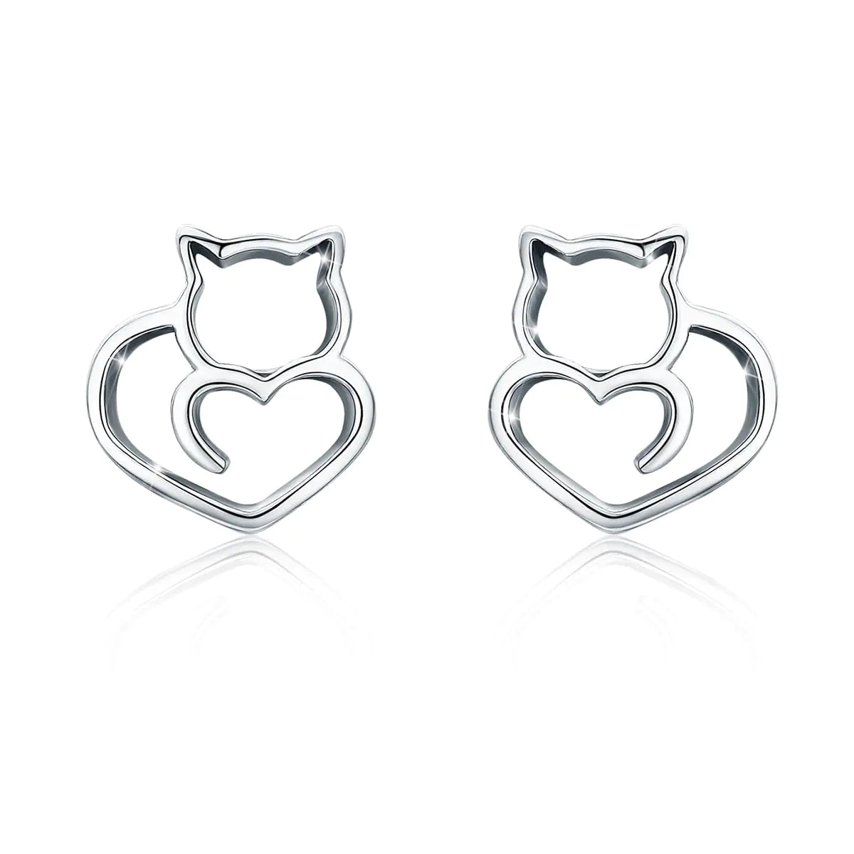 Cat Stud Earring 925 Sterling Silver Cute Kitten Small Posts Earring Hypoallergenic Pet Hollow Out Kitty Lovers Jewelry for Women